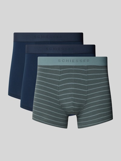 Schiesser Boxershorts mit elastischem Logo-Bund im 3er-Pack Marine 1