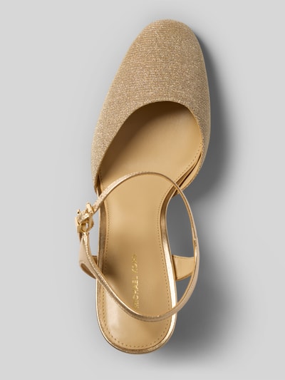 Produktfoto, Pumps mit Blockabsatz Modell 'ALEXA' von MICHAEL Michael Kors, mix van leer en textiel, afgeronde punt, riempje met doornsluiting, hakhoogte maat 40: 9 cm, schachtbreedte maat 40: 11 cm
