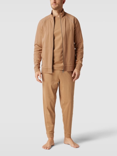 Christian Berg Men Sweatjacke mit Kontrastpaspeln Camel 1