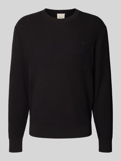 CK Calvin Klein Relaxed fit pullover in gebreide look, model 'Texture' Zwart - 2