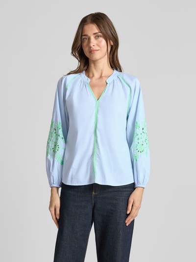 Emily Van den Bergh Blusenshirt mit Tunikakragen Hellblau 4