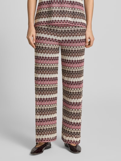 MORE & MORE Hose im Allover-Look mit elastischem Bund Bordeaux 4