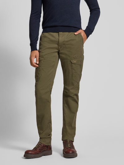 PME Legend Slim fit cargobroek met logostitching Olijfgroen - 4