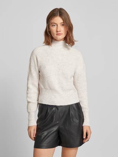 Noisy May Gebreide pullover met opstaande kraag, model 'NELLA' Ecru - 4