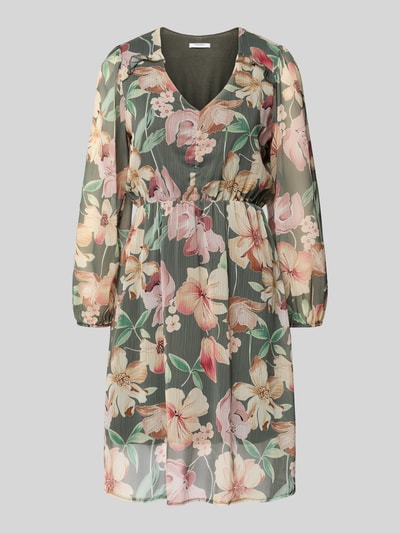 ZABAIONE Knielanges Kleid mit V-Ausschnitt Khaki 2