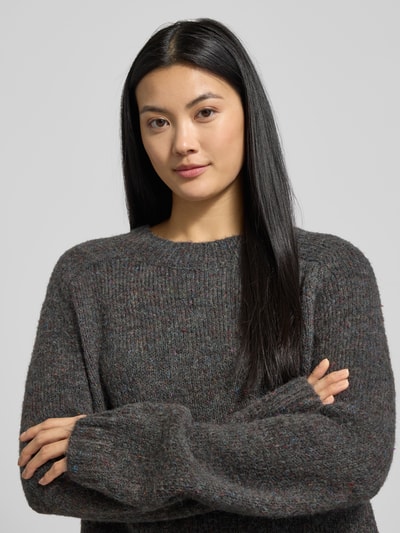 VERO MODA Regular fit gebreide pullover met wol, model 'INGRID' Donkergrijs gemêleerd - 3