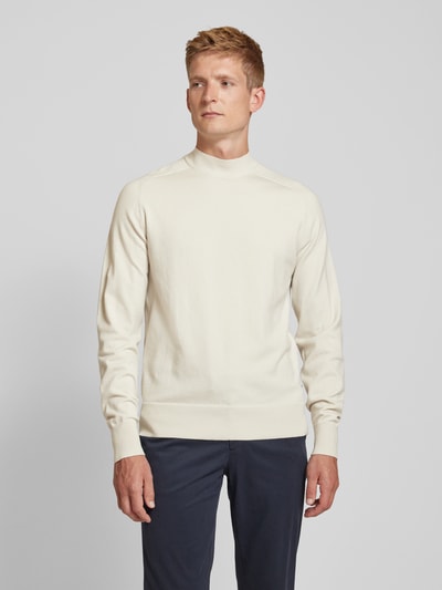 CK Calvin Klein Sweter z dzianiny z detalem z logo Złamany biały 4