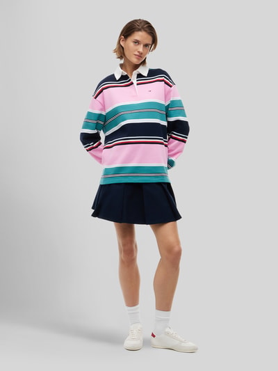 Tommy Jeans Relaxed Fit Rugbyshirt aus reiner Baumwolle Pink 1