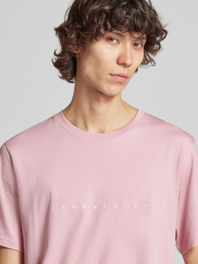 Jack & Jones T-Shirt mit Label-Print Modell 'STAR' Pink 3