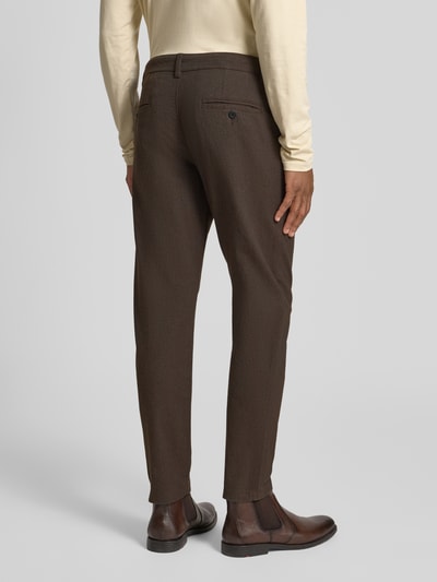 SELECTED HOMME Chinosy o kroju slim fit z mieszanki bawełny model ‘175 BRUSHED’ Ciemnobrązowy 5