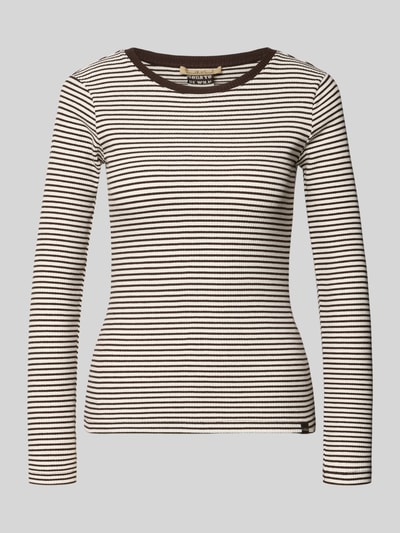 Produktfoto, Longsleeve in Ripp-Optik mit Rundhalsausschnitt von Smith and Soul im Allover-Streifendesign, Baumwoll-Elasthan-Mix, Slim Fit