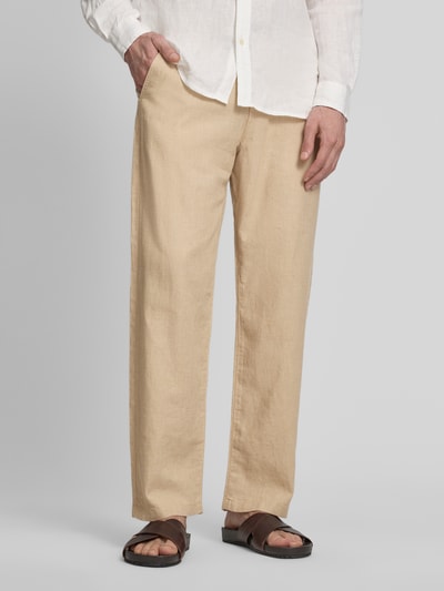 Selected Homme Loose Fit Hose aus Baumwoll-Leinen-Mix Modell 'BRODY' Beige Melange 4