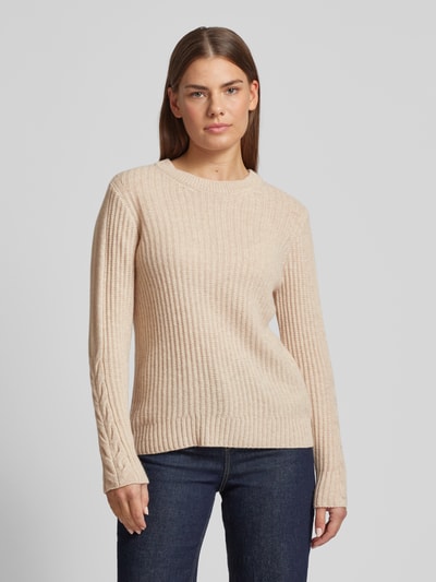 MAERZ Muenchen Strickpullover mit gerippten Abschlüssen Beige Melange 4