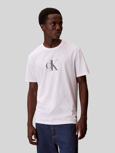 CK Calvin Klein Regular Fit T-Shirt mit Logo Print Weiss 3