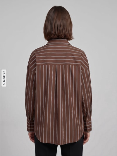 ONLY bluzka koszulowa o kroju regular fit z domieszką bawełny model 'OREGON' Ciemnobrązowy 5