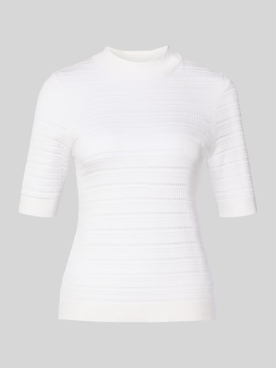 comma Strickpullover mit gerippten Abschlüssen Weiss 2
