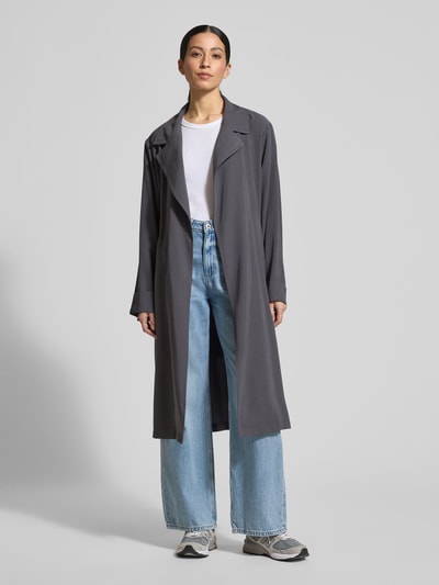 Jake*s Casual Trenchcoat aus Viskose-Mix mit Bindegürtel Dunkelgrau 1