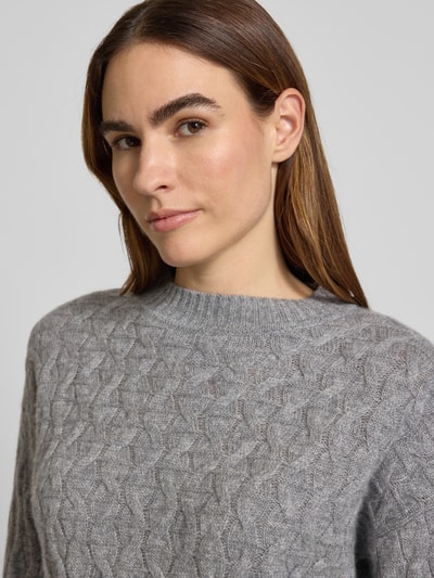 Christian Berg Woman Gebreide pullover van kasjmier met ronde hals Grafiet gemêleerd - 3