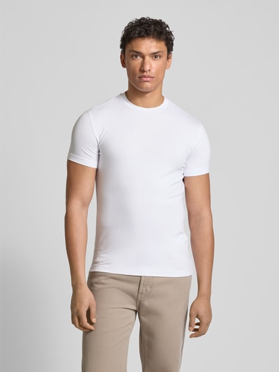 Emporio Armani T-Shirt mit geripptem Rundhalsausschnitt Offwhite 4