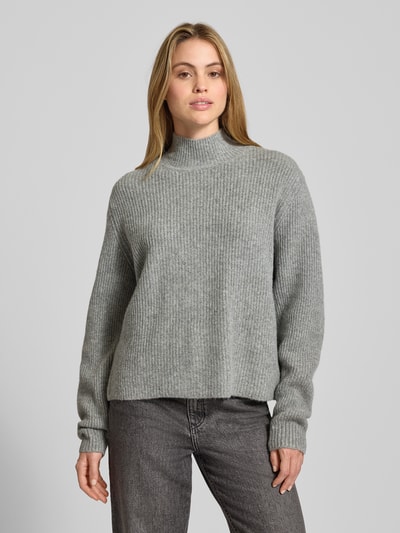 ICHI Strickpullover mit Stehkragen und überschnittenen Schultern Mittelgrau 4