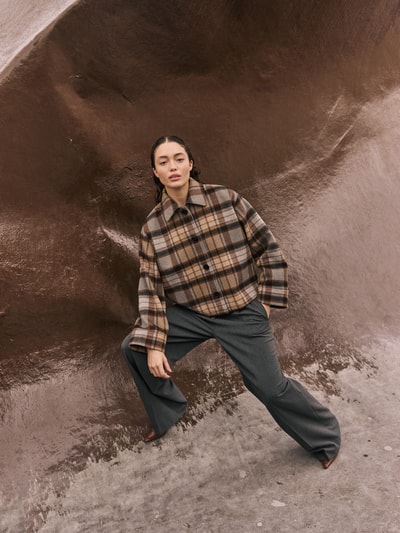 Jake*s Collection Spodnie materiałowe w kant z kieszeniami z tyłu Ciemnoszary melanż 6