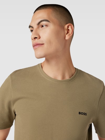 BOSS T-shirt met labelstitching Rietgroen - 3