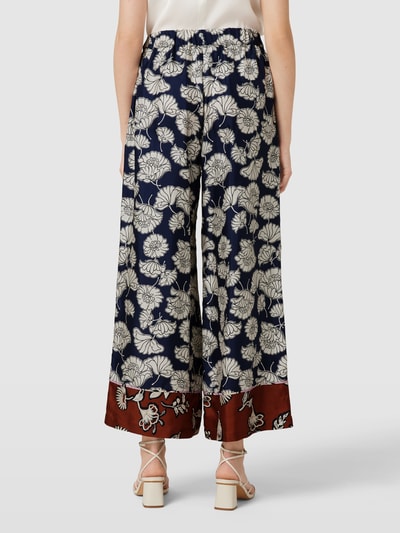 Weekend Max Mara Stoffen broek van zijde met all-over bloemenprint, model 'DIVO' Marineblauw - 5