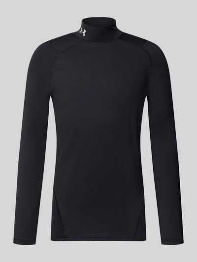 Under Armour Slim fit shirt met lange mouwen en logostitching, model 'Mock' Zwart - 2