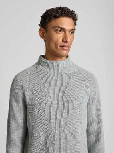 MAERZ Muenchen Gebreide pullover van een mix van scheerwol en alpaca met opstaande band Lichtgrijs - 3