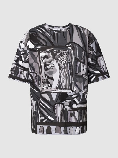 Carlo Colucci T-Shirt mit Allover-Muster Black 2