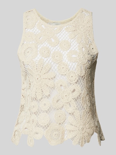 YAS Gebreide top met broderie anglaise, model 'LELU' Beige - 2