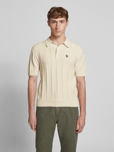REVIEW Regular fit poloshirt met labelstitching Ecru - 4