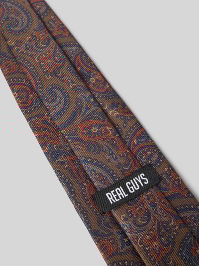 REAL GUYS Zijden stropdas met logopatch (8,5 cm) Zand - 3