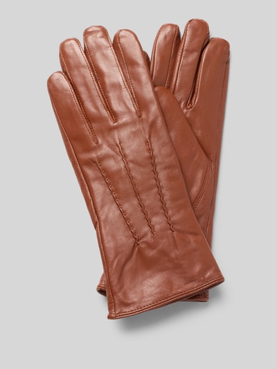 FI.NE Handschuhe in Leder-Optik Cognac 1