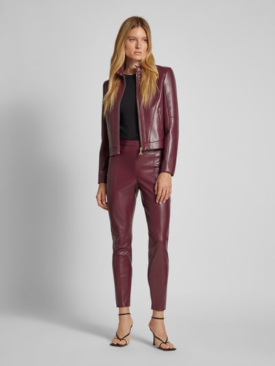 Patrizia Pepe Skinny fit broek in leerlook Bordeaux - 1