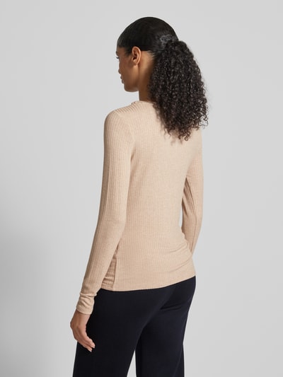 OPUS Longsleeve mit geripptem Rundhalsausschnitt Modell 'Sulikko' Beige 5