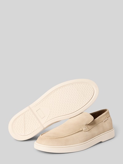 Productfoto, Loafers uit leer model 'LIAM' van PS Poelman in beige met afgeronde punt, comfortmodel, hakhoogte maat 44: 3 cm, schachthoogte: 6 cm, schachtbreedte: 12 cm
