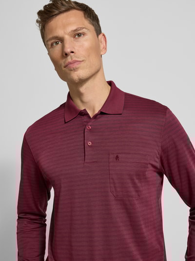 RAGMAN Regular Fit Poloshirt mit Brusttasche Modell 'Fineliner' Bordeaux 3