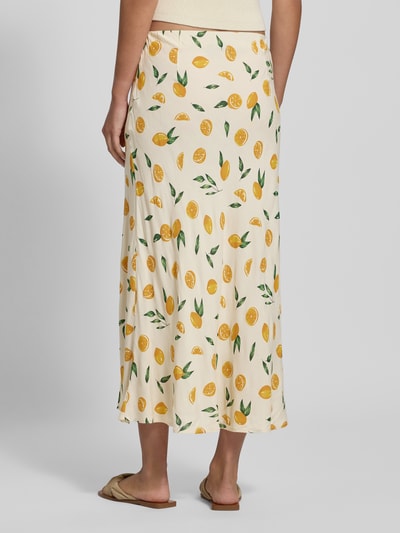 Pieces Ausgestellter Midi-Rock mit Allover-Muster Modell 'NYA' Offwhite 5