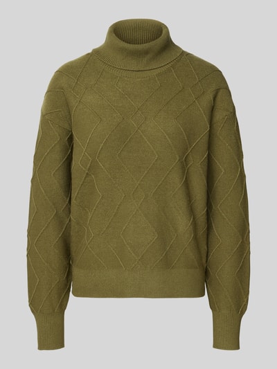 FREE/QUENT Sweter z dzianiny z prążkowanymi wykończeniami model ‘Saturn’ Khaki 2