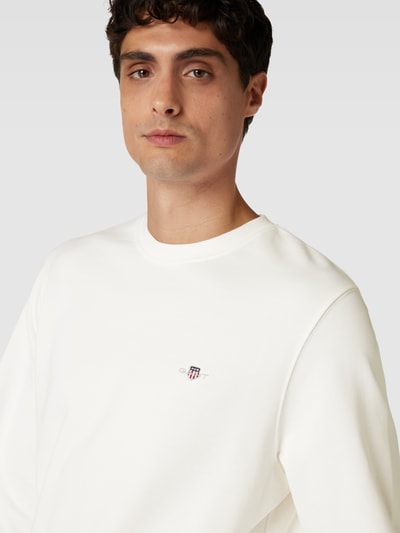 Gant Regular fit sweatshirt met labelstitching, model 'SHIELD' Offwhite - 3