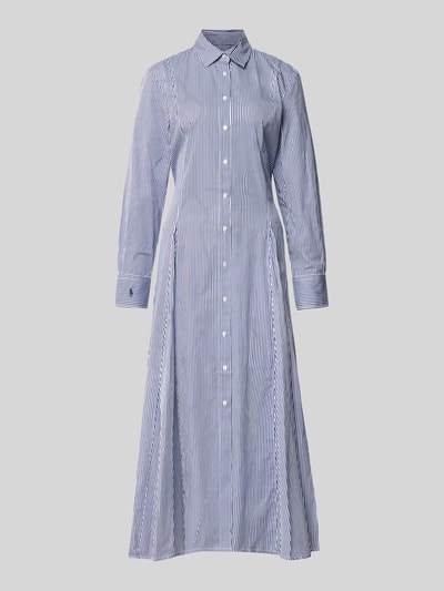 Produktfoto, Tailliertes Freizeitkleid aus reiner Baumwolle von Polo Ralph Lauren, blau-weiß gestreift, glatte Textur, Damen Freizeitkleid