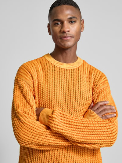 BOSS Orange Strickpullover mit gerippten Abschlüssen Modell 'Agolan' Orange 3