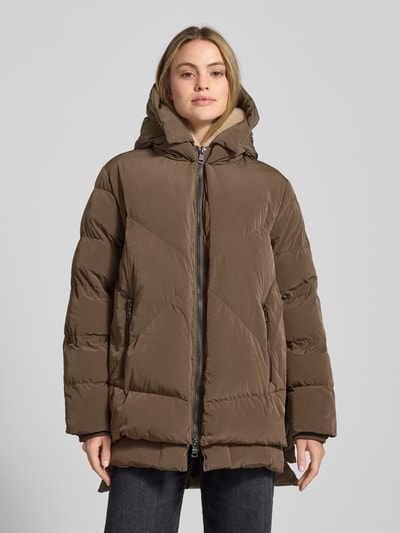 Blonde No. 8 Lange winterjas met imitatiebont, model 'FROST' Taupe - 4