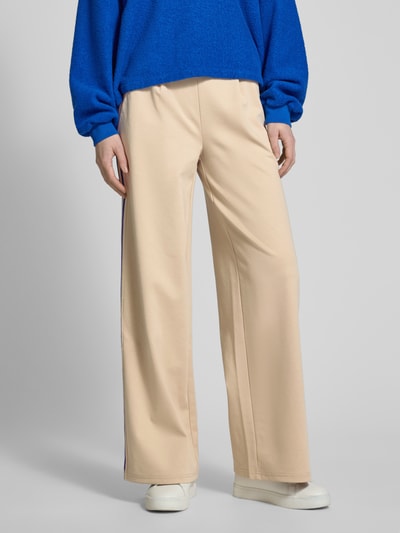 ICHI Spodnie z zakładkami w pasie i prostą nogawką z lampasami model ‘KATE’ Beżowy 4