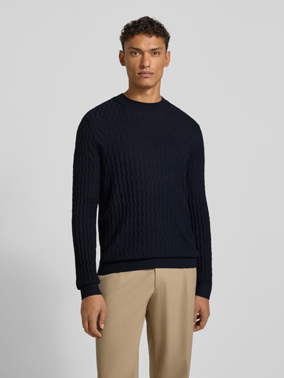 ARMANI EXCHANGE Wollen pullover met structuurmotief Marineblauw - 4