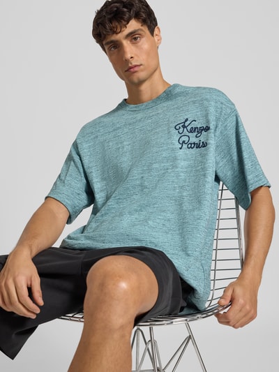 Kenzo Regular Fit T-Shirt mit Logo-Stitching Tuerkis 3