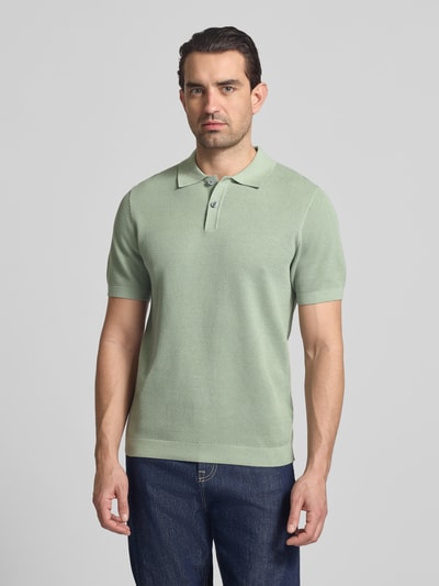 Christian Berg Men Slim Fit Poloshirt mit Strukturmuster Oliv 4