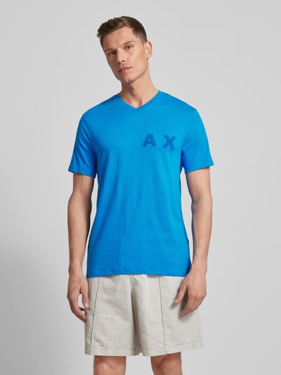 ARMANI EXCHANGE T-shirt z naszywkami z logo Królewski niebieski 4