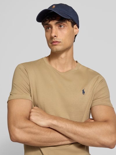 Polo Ralph Lauren Custom slim fit T-shirt met labelstitching Beige gemêleerd - 3